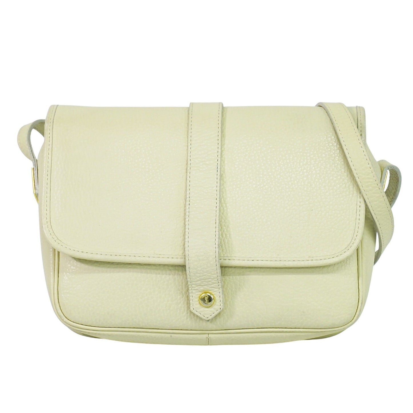 Saint Laurent Vintage Flap Crossbody Bag Leather, ECRU, LEATHER, Shoulder bag