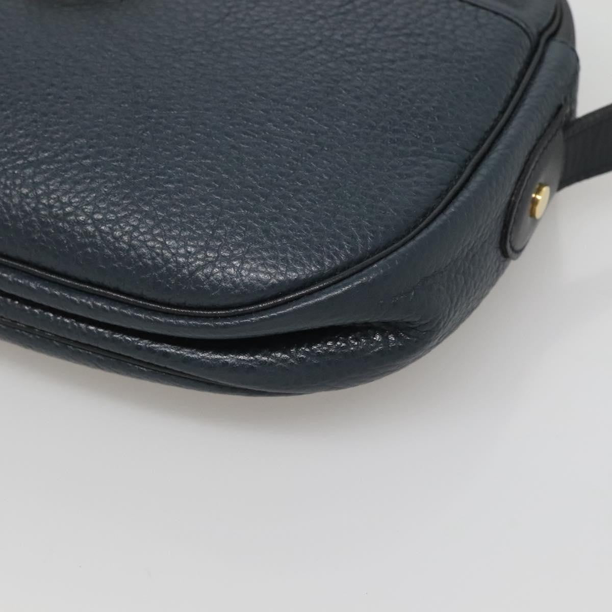 Christian Dior Vintage Flap Crossbody Bag Leather, NAVY, LEATHER, Shoulder bag