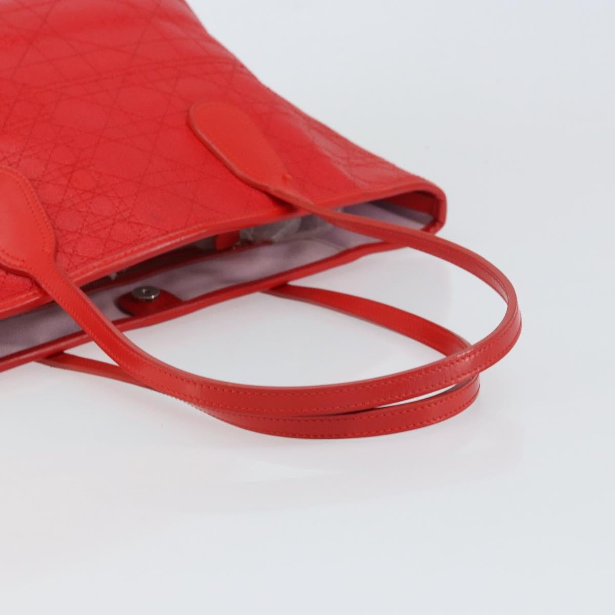 Christian Dior Panarea Tote Printed Cannage Quilt Canvas, RED, CANVAS, Tote bag