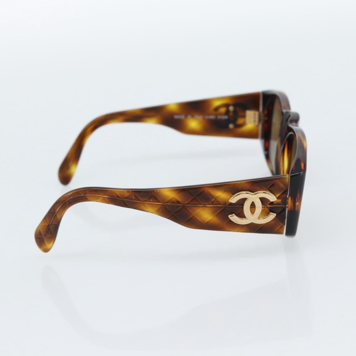 Chanel CC Logo Matelasse Sunglasses Eye Wear Plastic, Brown, Plastic, Sunglasses