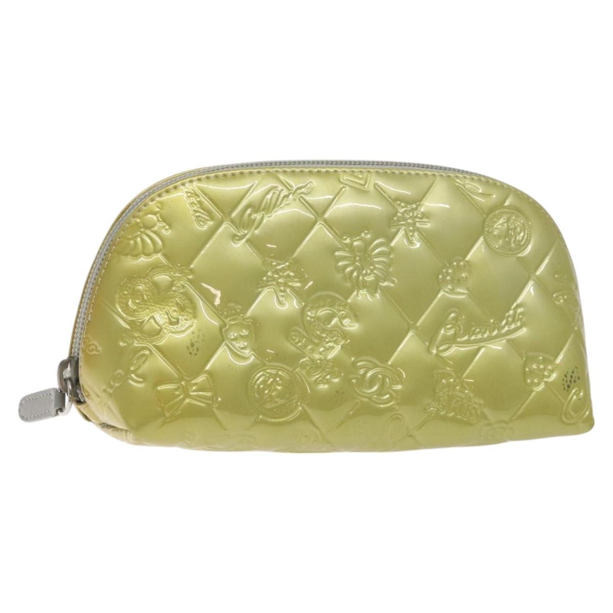 Chanel Vintage Toiletry Pouch Patent leather, Silver, Other, Clutch
