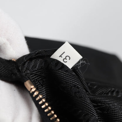 Prada Double Chain Hobo Nylon, BLACK, NYLON, Shoulder bag