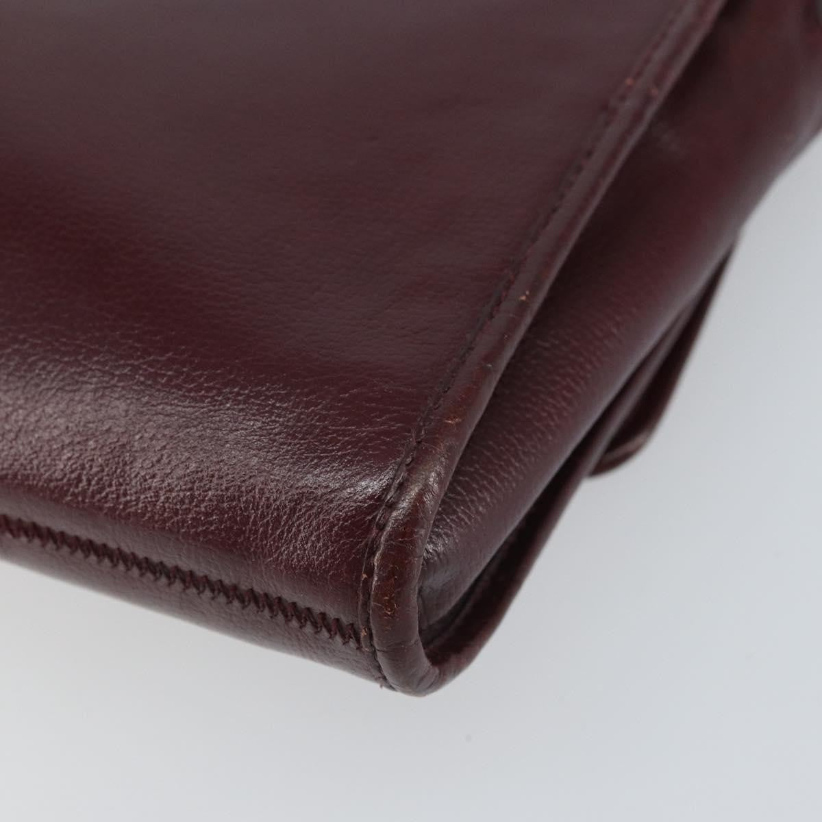 Christian Dior Flap Shoulder Bag Leather, BURGUNDY, LEATHER, Shoulder bag