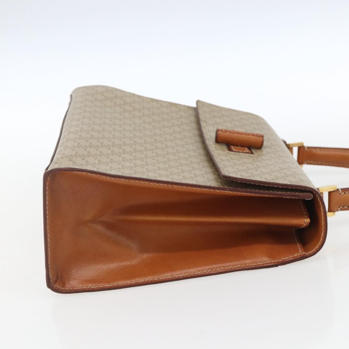 Celine Vintage Macadam Handbag Canvas and Leather, BEIGE, CANVAS, Handbag