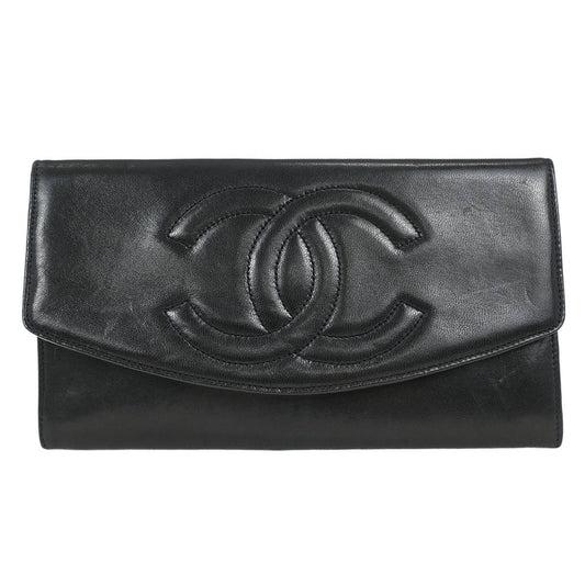 Chanel Vintage CC Flap Wallet Leather, BLACK, LEATHER, Wallets