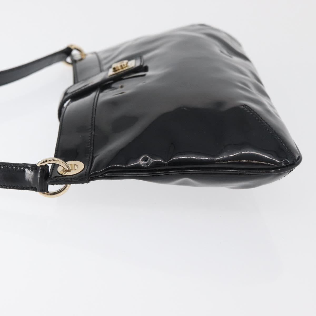 Salvatore Ferragamo Gancini Shoulder Bag Patent Leather, Black, Patent Leather, Shoulder Bag