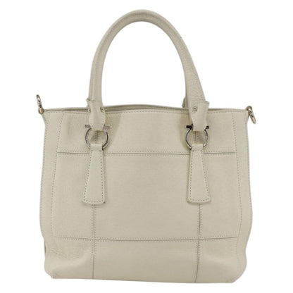 Salvatore Ferragamo Gancini handbag Leather, WHITE, LEATHER, Handbag