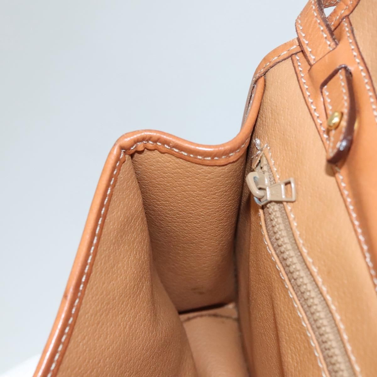 Celine Vintage Macadam Shoulder Bag Canvas and Leather, Beige, Canvas, Shoulder Bag