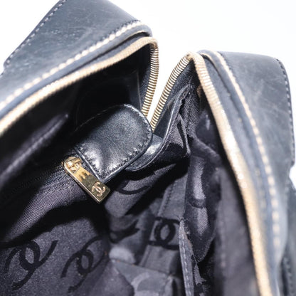 Chanel Surpique Boston Bag Quilted Leather, BLACK, LEATHER, Travel bag