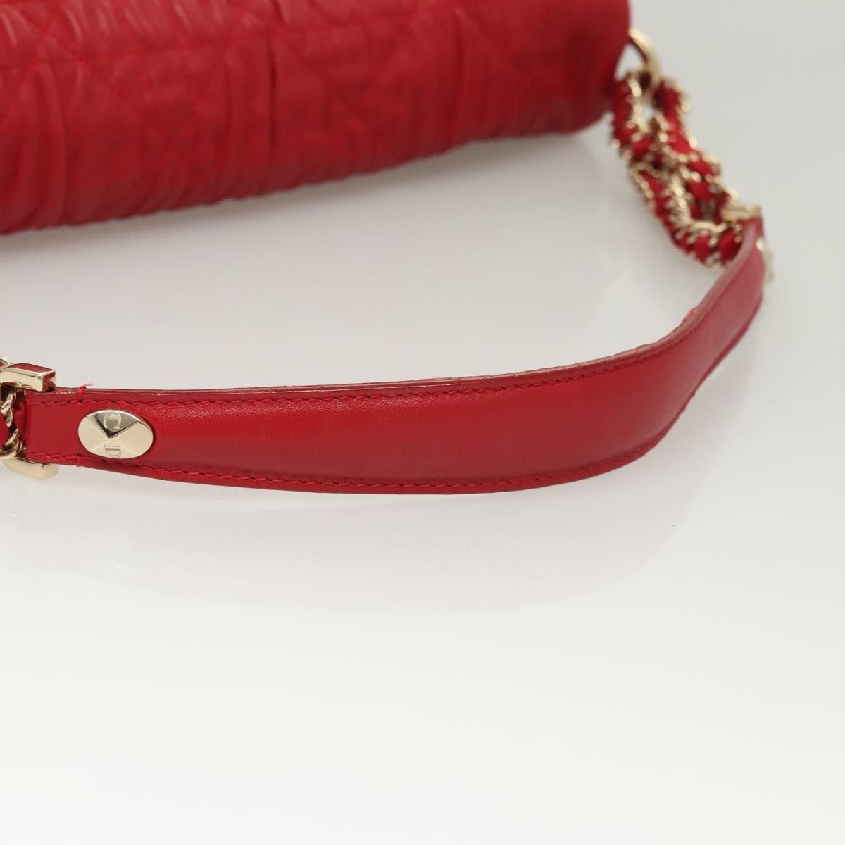Christian Dior Delidior Chain Shoulder Bag Cannage Quilt Leather, RED, LEATHER, Shoulder bag