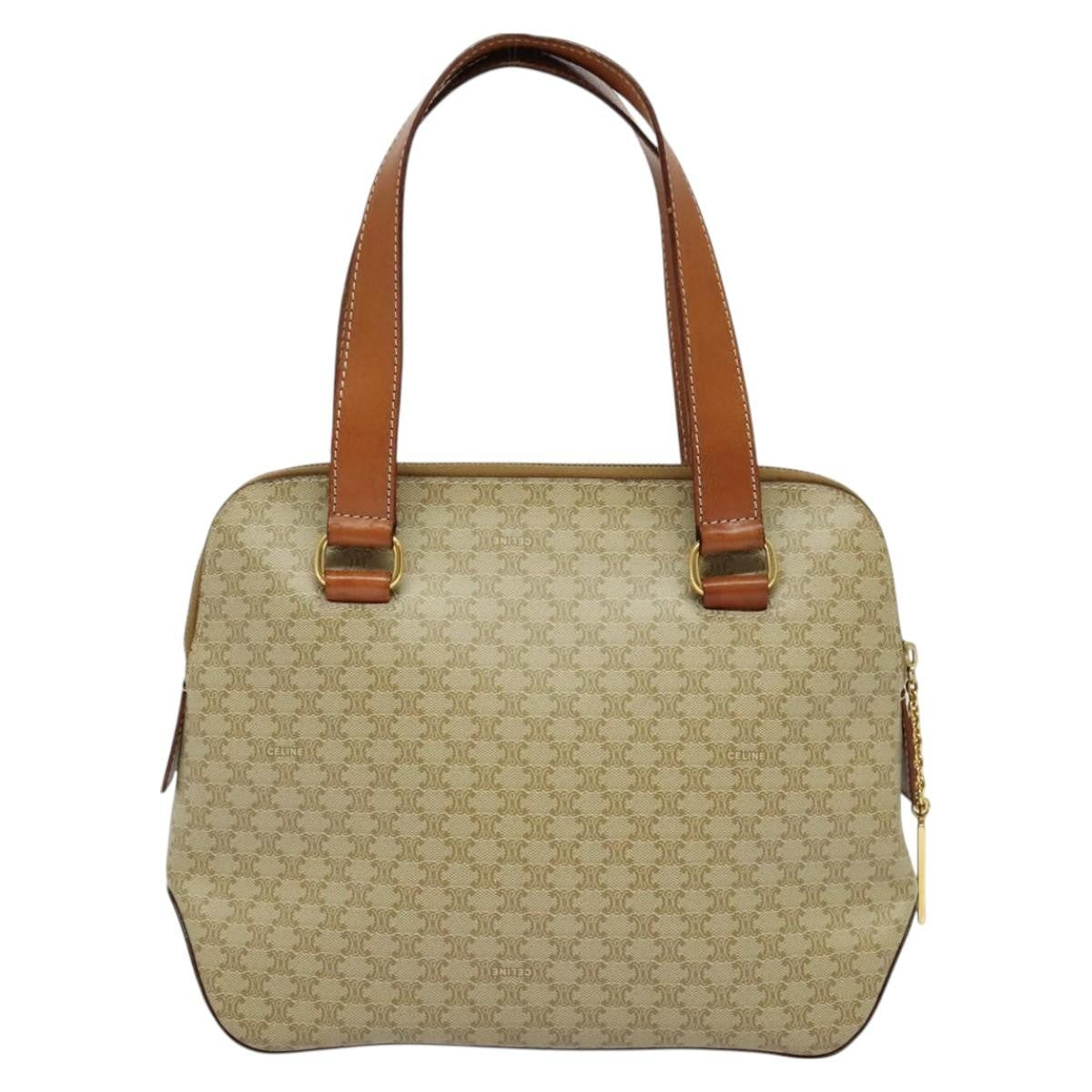 Celine Vintage Macadam Handbag Canvas, Beige, Canvas, Handbag