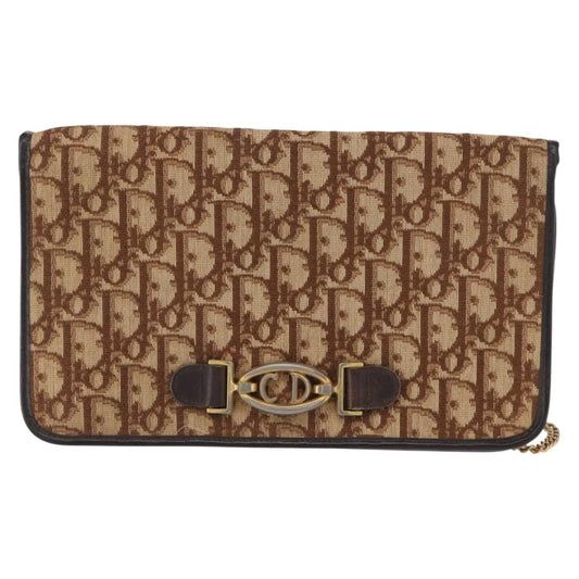 Christian Dior Vintage Trotter Shoulder Bag Canvas, BEIGE, CANVAS, Shoulder bag