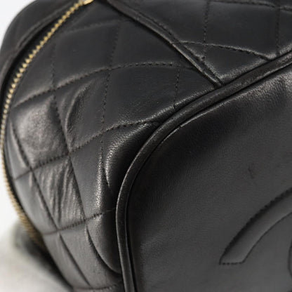 Chanel Vintage Cosmetic Case Quilted Lambskin, BLACK, LEATHER, Handbag
