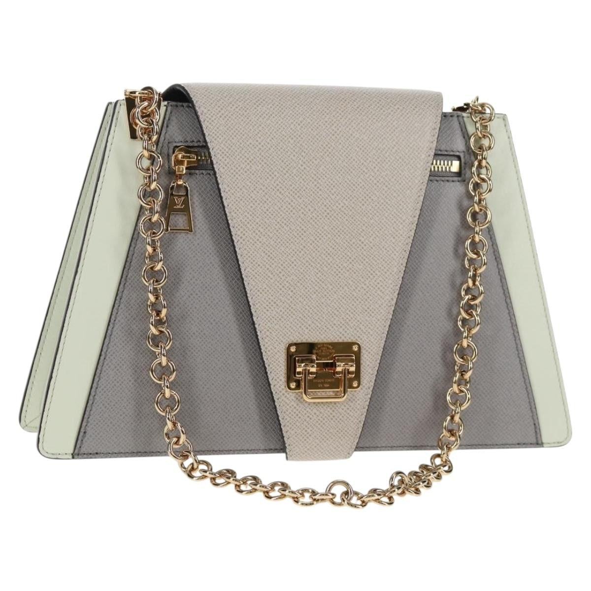 Louis Vuitton Trapeze Handbag Calfskin and Taiga Leather, GRAY, LEATHER, Shoulder bag
