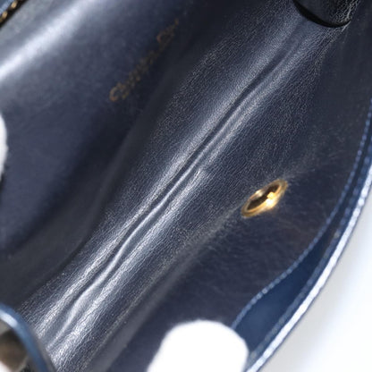 Christian Dior Vintage Chain Flap Shoulder Bag Leather, NAVY, LEATHER, Shoulder bag