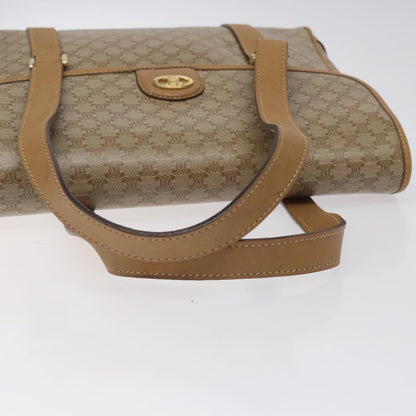 Celine Vintage Macadam Handbag Canvas and Leather, Beige, Canvas, Handbag