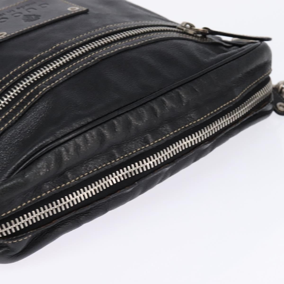 Gucci Front Zip Messenger Leather, BLACK, LEATHER, Shoulder bag