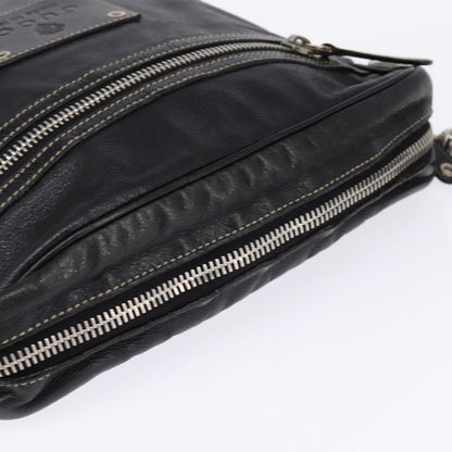 Gucci Front Zip Messenger Leather, BLACK, LEATHER, Shoulder bag