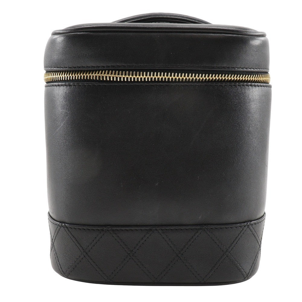 Chanel Vintage Cosmetic Case Leather, BLACK, LEATHER, Clutche & pouche