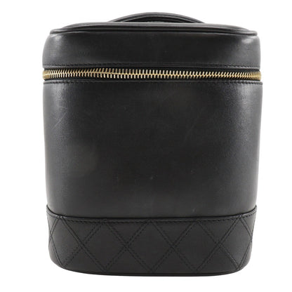 Chanel Vintage Cosmetic Case Leather, BLACK, LEATHER, Clutche & pouche