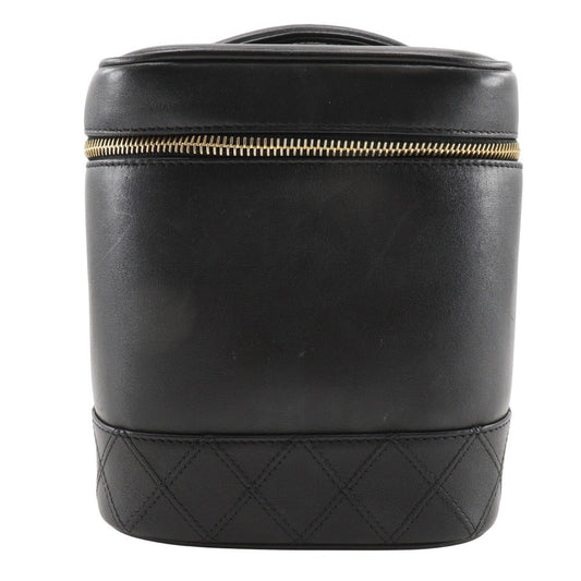 Chanel Vintage Cosmetic Case Leather, BLACK, LEATHER, Clutche & pouche