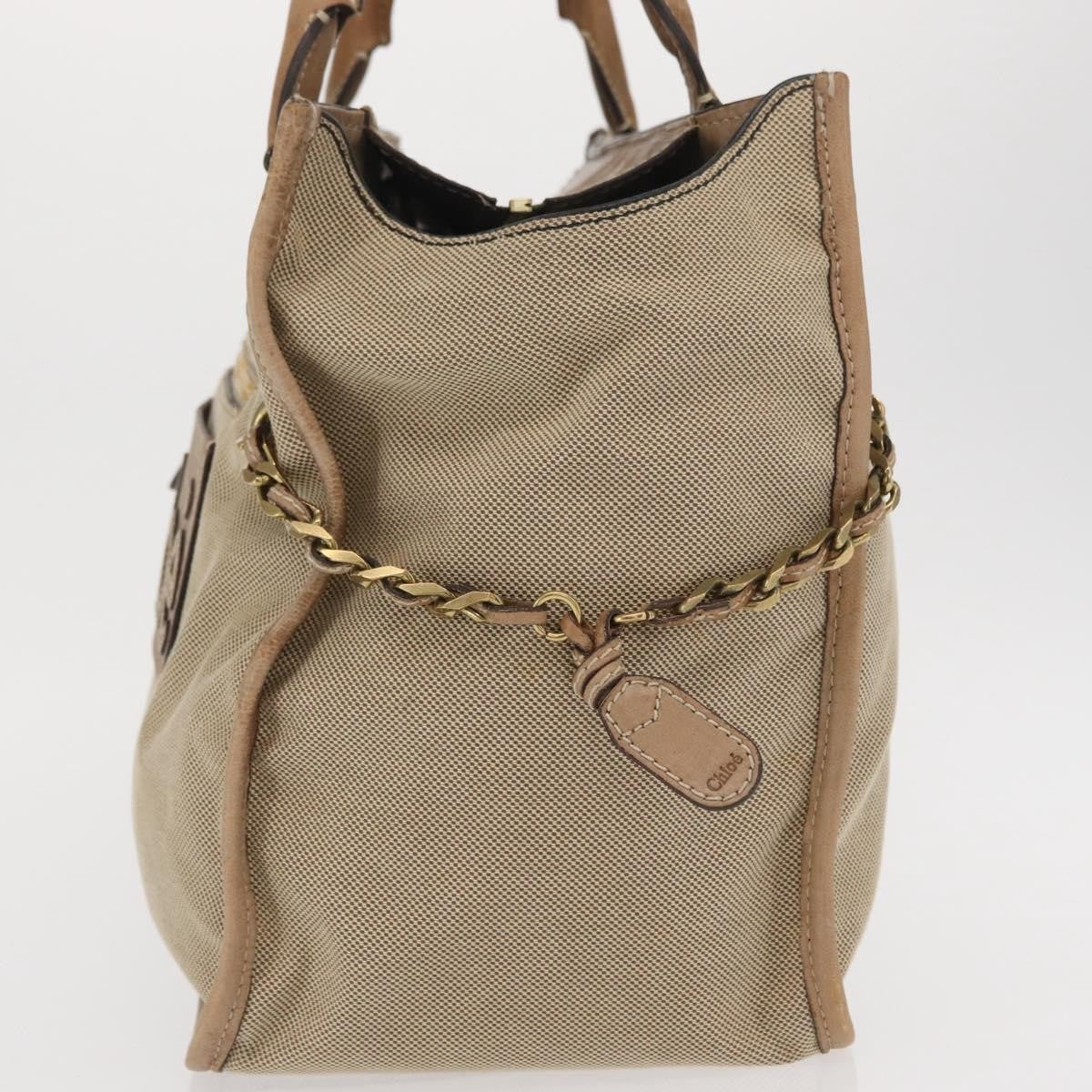 Chloe Harley Handbag Canvas with Leather, BEIGE, CANVAS, Handbag