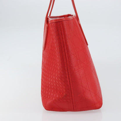 Christian Dior Panarea Tote Printed Cannage Quilt Canvas, RED, CANVAS, Tote bag