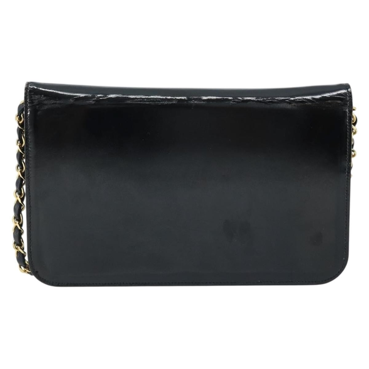 Chanel Wallet on Chain Quilted Patent, Black, Patent Leather, Shoulder Bag