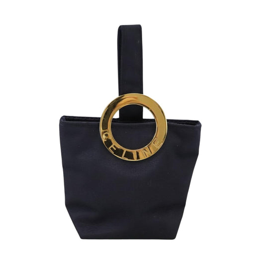 Celine Circle Logo Pouch Nylon, NAVY, NYLON, Clutche & pouche