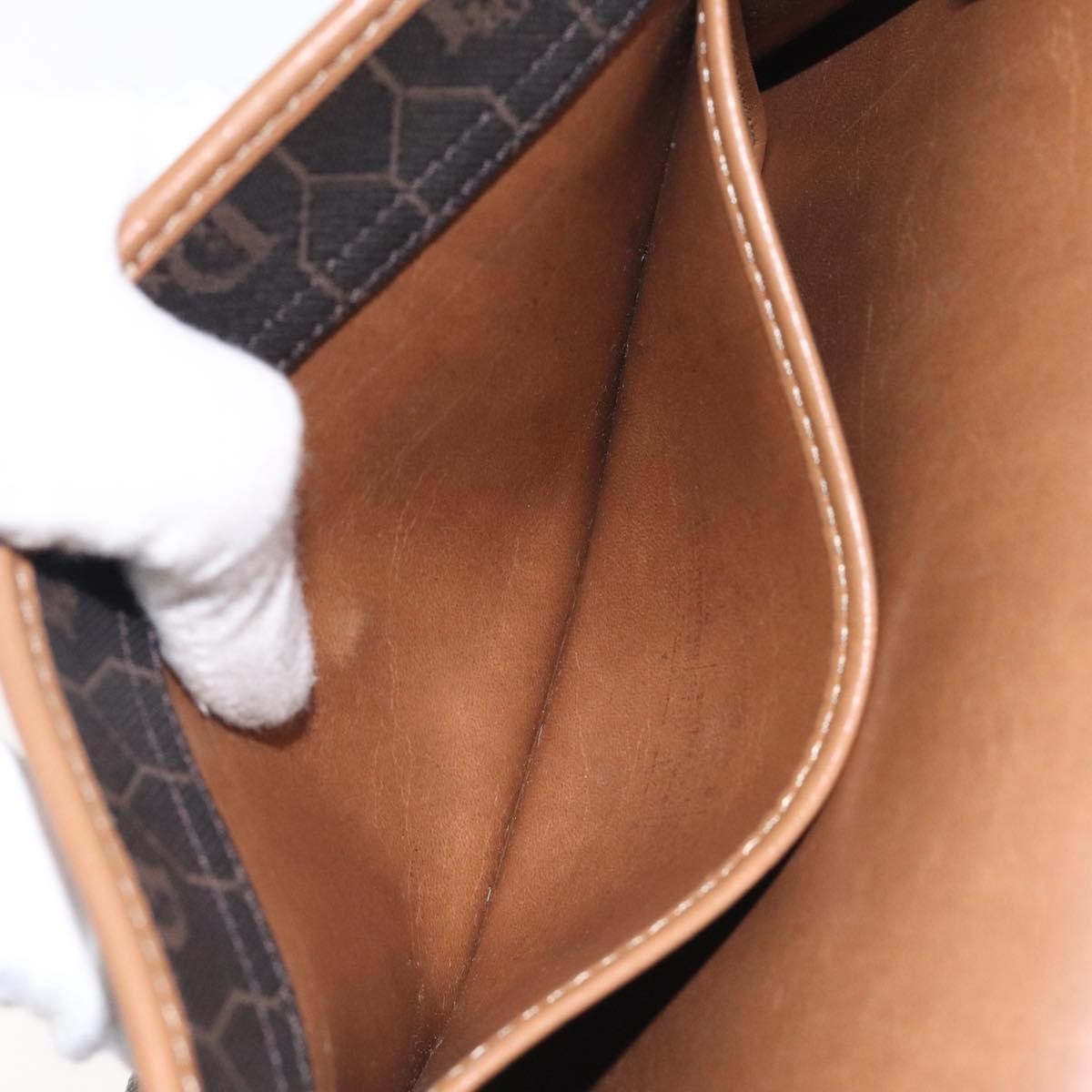 Christian Dior Vintage Honeycomb Flap Crossbody Bag Coated Canvas, BLACK, CANVAS, Crossbody bag