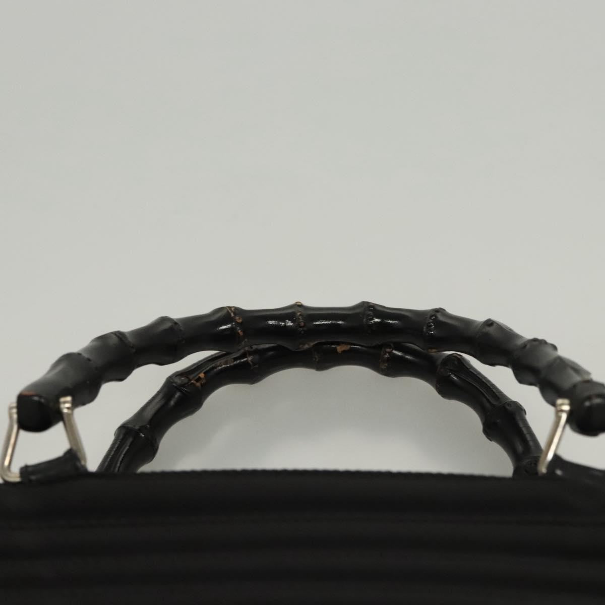 Gucci Vintage Bamboo Handle Bag Nylon, Black, Nylon, Handbag