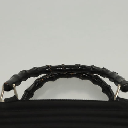 Gucci Vintage Bamboo Handle Bag Nylon, Black, Nylon, Handbag