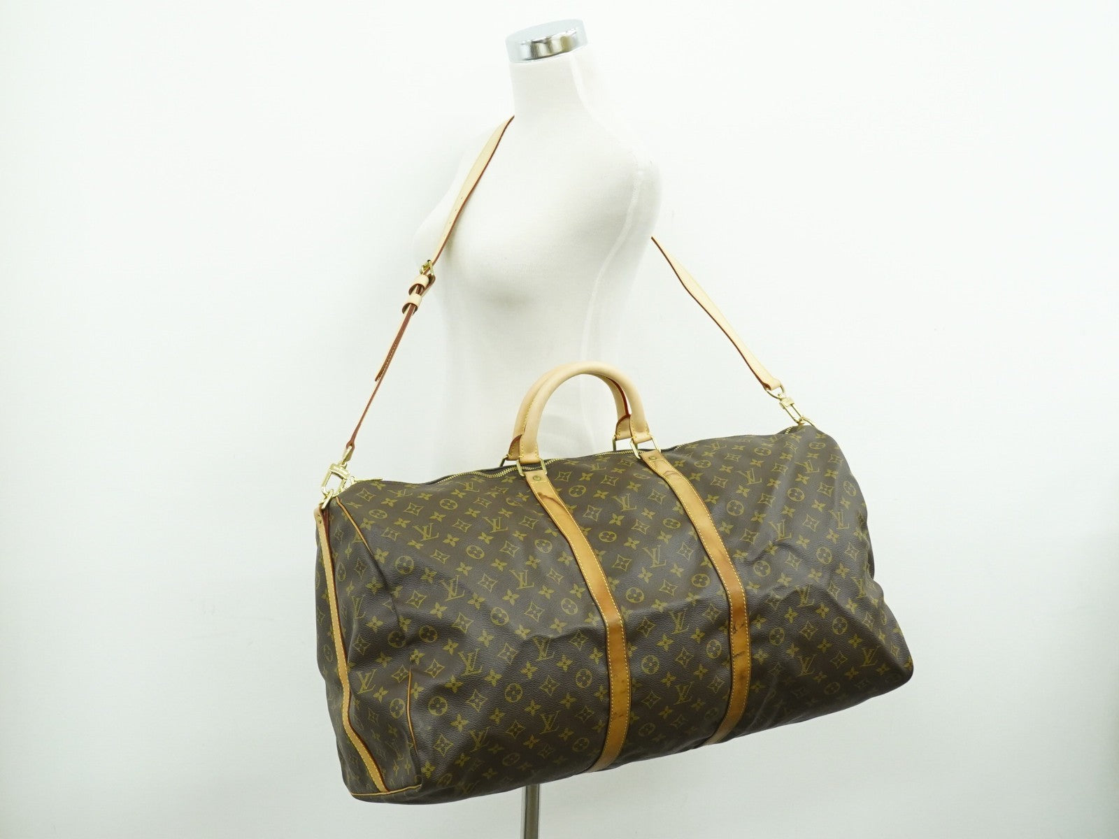 Louis Vuitton Keepall Bandouliere Bag Monogram Canvas, BROWN, CANVAS, Travel bag