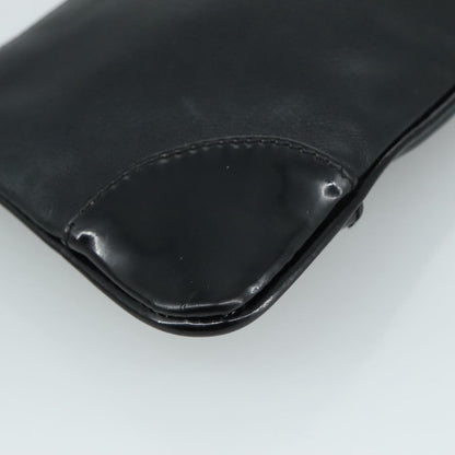 Chanel Vintage Camellia CC Wristlet Clutch Lambskin with Patent, BLACK, LEATHER, Clutche & pouche