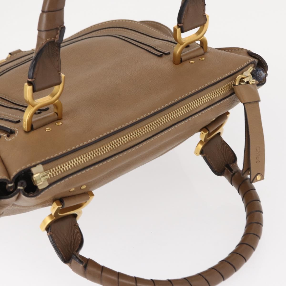 Chloe Marcie Satchel Studded Leather, BEIGE, LEATHER, Handbag