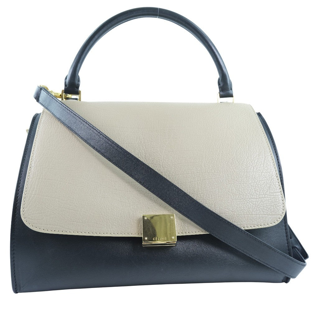 Celine Trapeze Bag Leather with Suede, BLACK, LEATHER, Bag