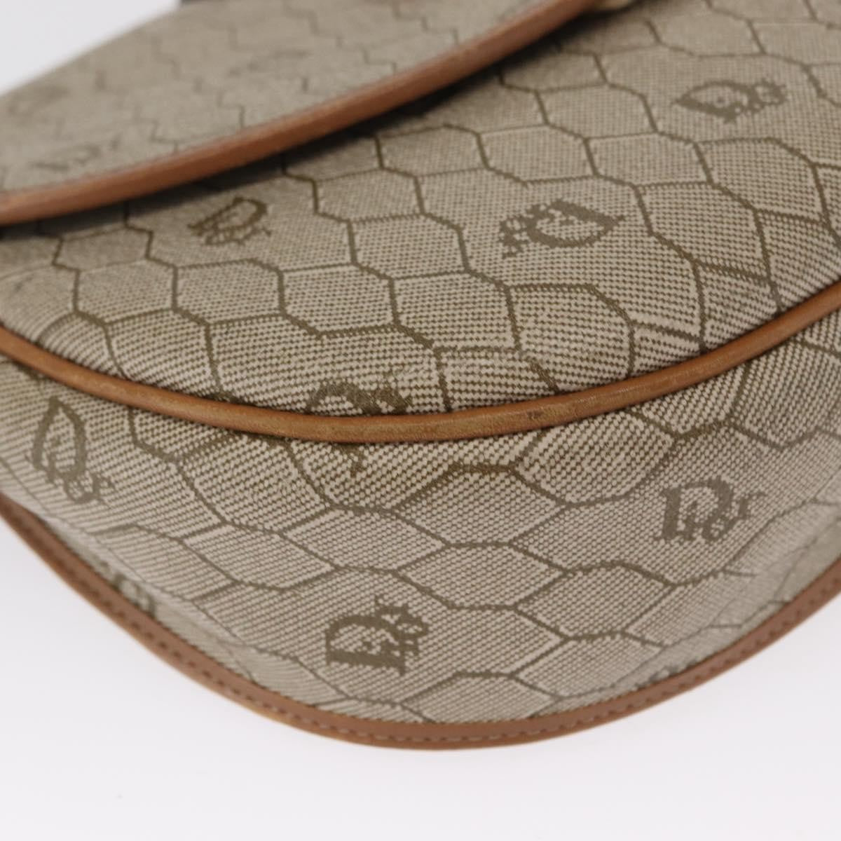 Christian Dior Vintage Honeycomb Shoulder Bag Canvas and Leather, BEIGE, CANVAS, Shoulder bag