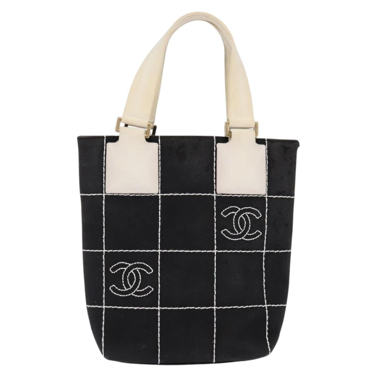 Chanel Chocolate Bar CC Logo Tote Canvas, BLACK, CANVAS, Tote bag
