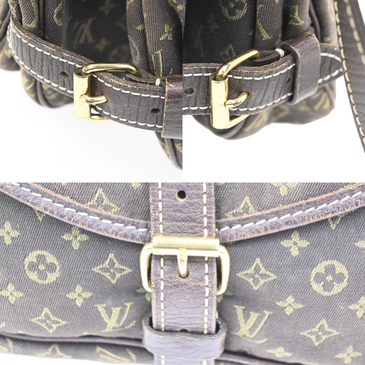 Louis Vuitton Saumur Handbag Mini Lin, BROWN, CANVAS, Shoulder bag