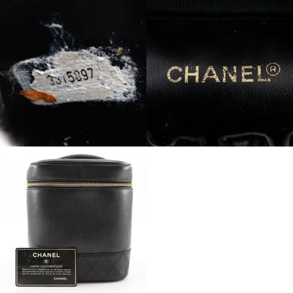 Chanel Vintage Cosmetic Case Leather, BLACK, LEATHER, Clutche & pouche