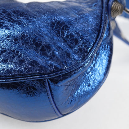 Balenciaga Le Cagole Giant Studs Shoulder Bag Leather, BLUE, LEATHER, Shoulder bag