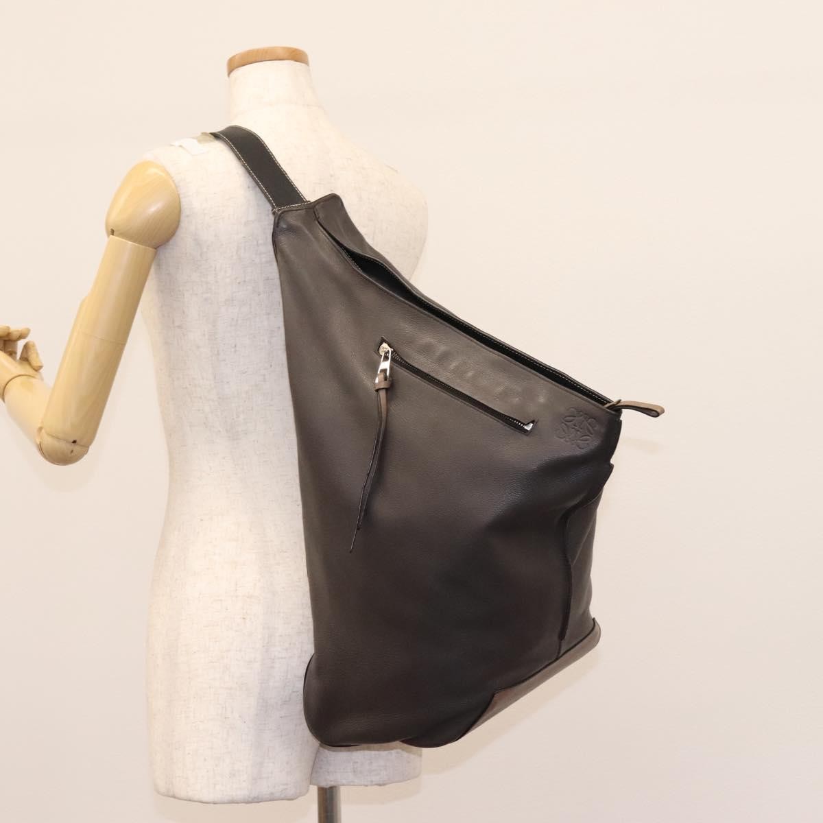 Loewe Anton Sling Bag Leather, Gray, Leather, Backpack