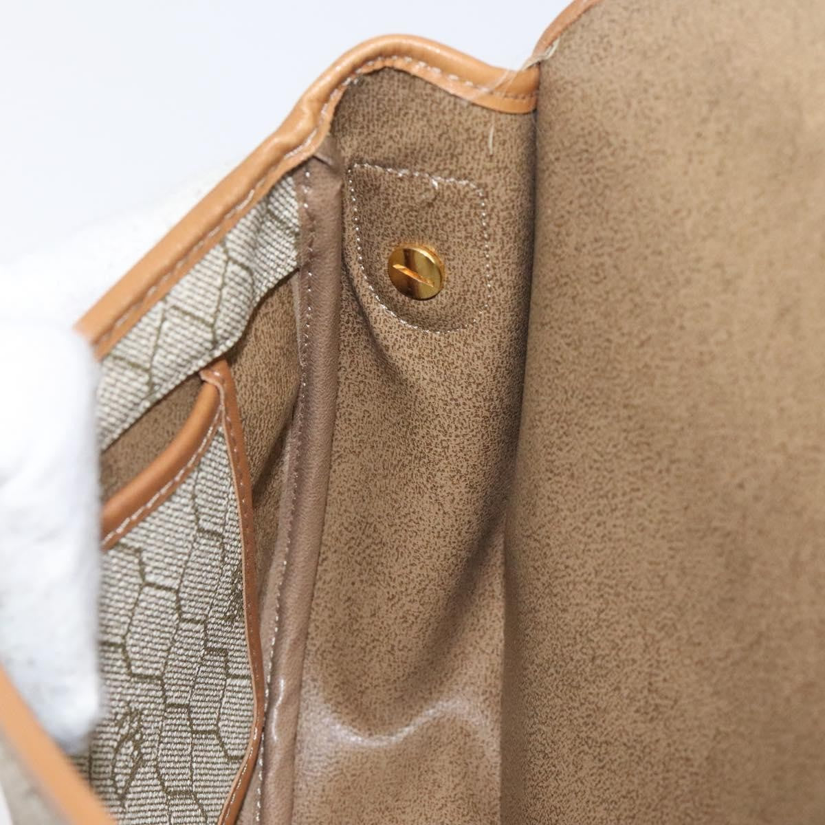 Christian Dior Vintage Honeycomb Flap Crossbody Bag Coated Canvas, BEIGE, CANVAS, Crossbody bag