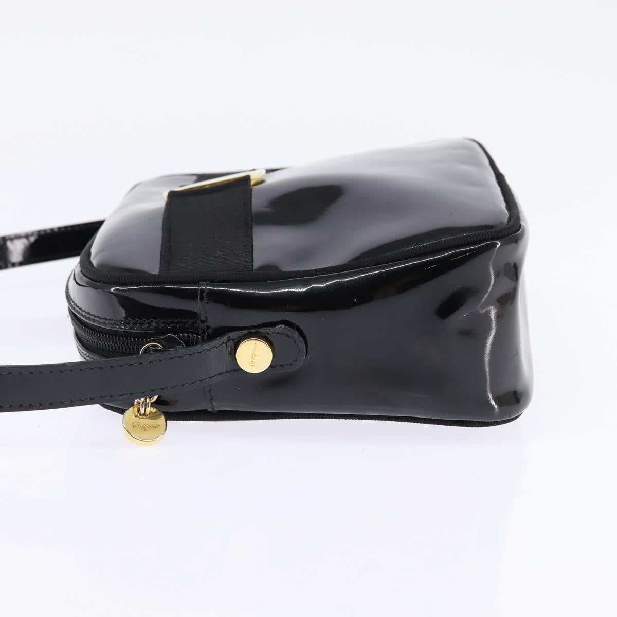 Salvatore Ferragamo Vara Bow camera Shoulder Bag Patent Leather, BLACK, PATENT_LEATHER, Shoulder bag