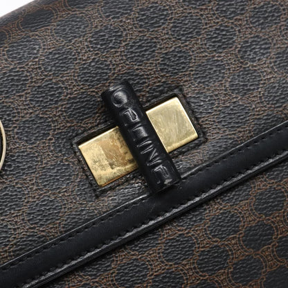 Celine Vintage Convertible Top Handle Bag Macadam Coated Canvas, BLACK, CANVAS, Handbag