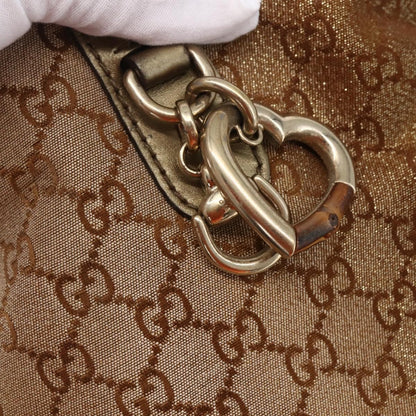 Gucci Heart Bit Open Tote GG Canvas with Leather, BEIGE, CANVAS, Tote bag