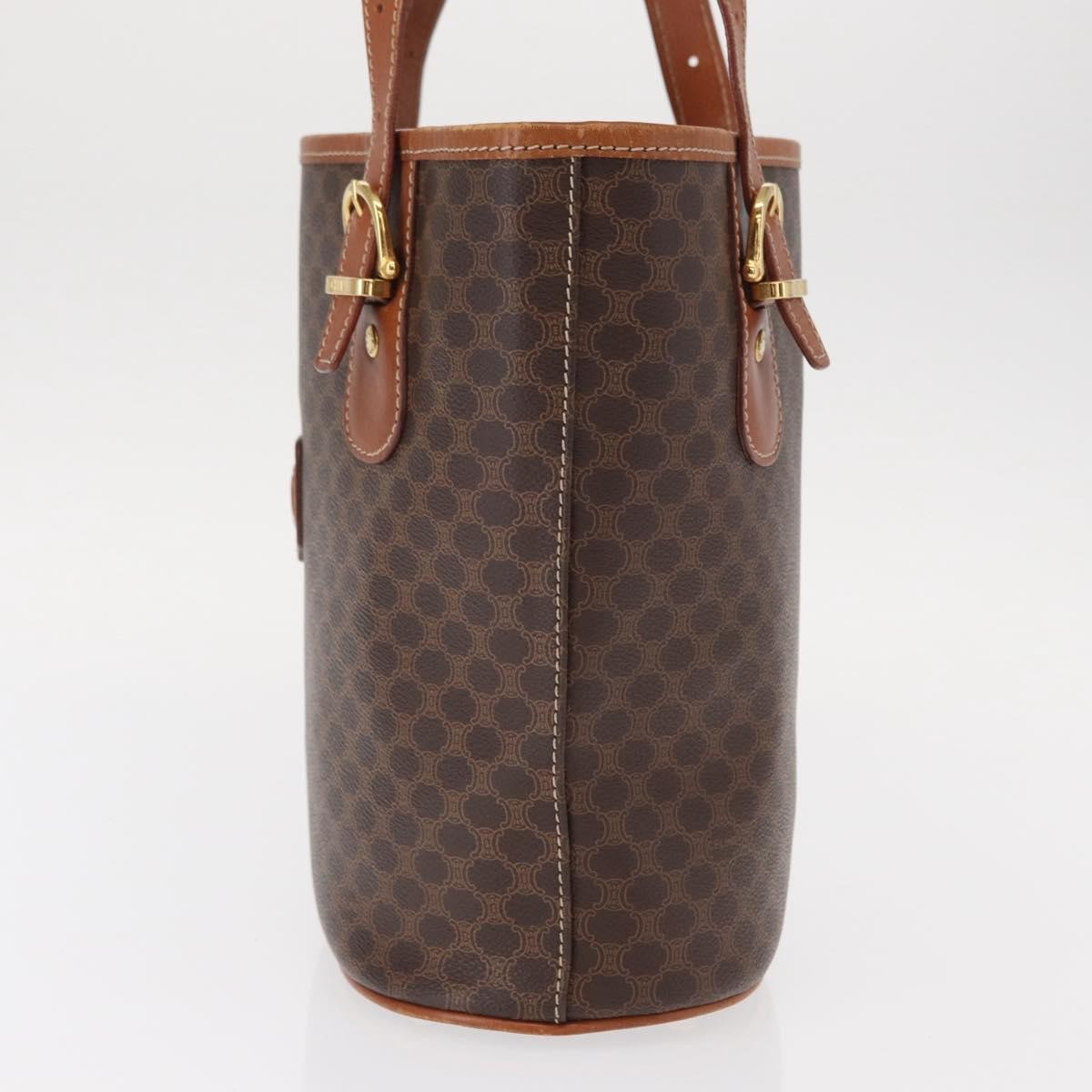 Celine Vintage Macadam Shoulder Bag Canvas and Leather, BROWN, PVC, Shoulder bag