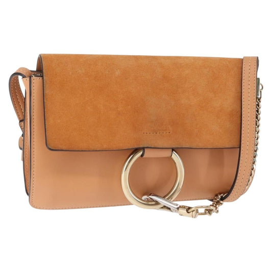 Chloe Faye Shoulder Bag Leather and Suede, BEIGE, LEATHER, Shoulder bag