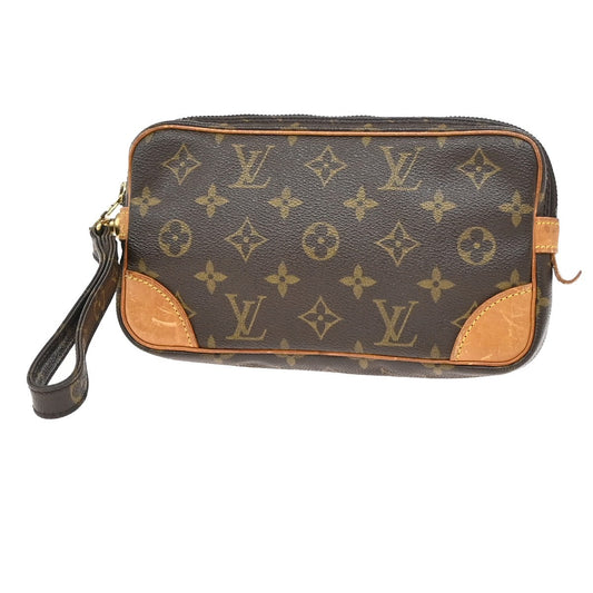 Louis Vuitton Marly Dragonne Clutch Monogram Canvas, BROWN, LEATHER, Clutche & pouche