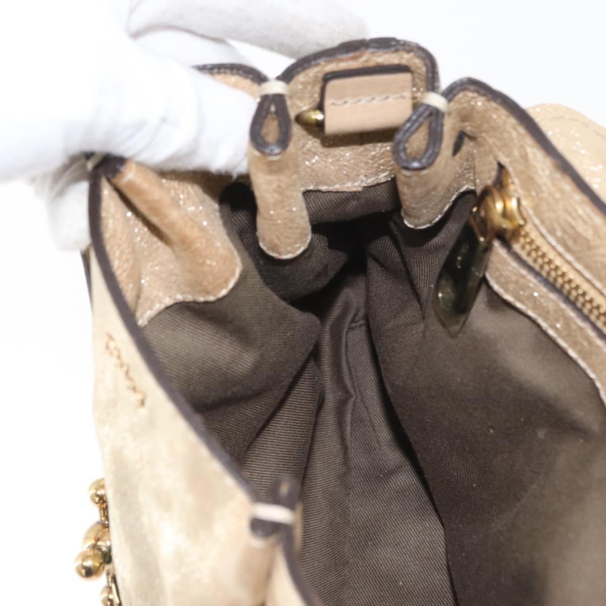 Chloe Elsie Convertible Satchel Leather, Gold, Leather, Handbag